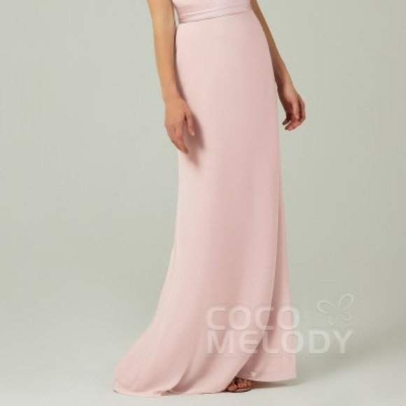 Sheath-Column Floor Length Chiffon Bridesmaid Dress - Picture 2 of 2